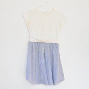 AVV STANDARD White T-Shirt Faux Button Down Dress | Size M